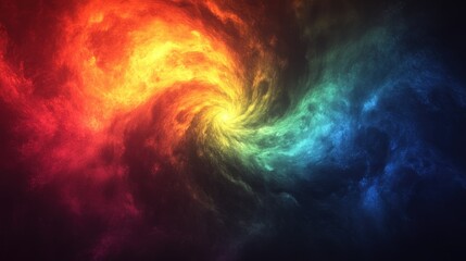 Poster - Vibrant swirling galaxy with colorful nebulae, representing cosmic energy and beauty