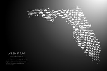 Wall Mural - Abstract image Florida map from point Gray and glowing stars on a dark background. Vector illustration eps 10.	