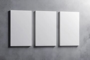 Poster - Four blank posters arranged in a floating layout on a minimalist gray surface with soft shadows