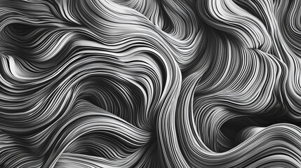 Poster - Abstract grayscale swirling lines elegant textured background design 3d art flow waves style image