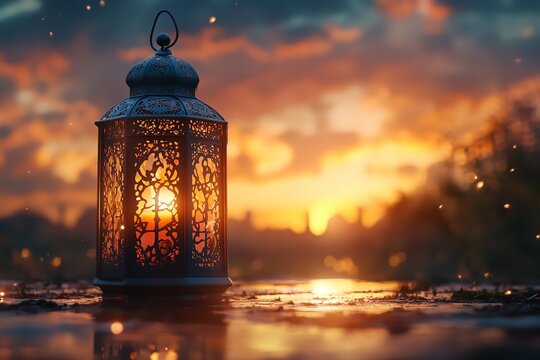 Bright greeting card for Eid al-Adha. Generative Ai