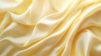 Poster - Elegant pale yellow silk fabric draped softly background texture fold rich waves cloth shiny light