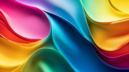 Poster - Abstract colorful rainbow swirling waves background design art style vivid paper folds image colors