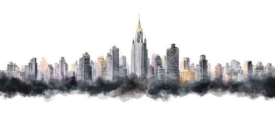 Poster - Stunning Minimalist Watercolor of Curitiba s Iconic Skyline Showcasing the City s Blend of Historic and Contemporary Architecture in a Stylish Abstract Design