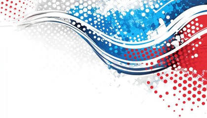 Poster - Abstract background features red white and blue color wave with dots, suitable for modern design concepts