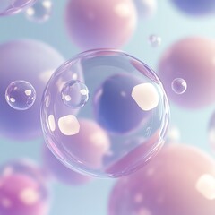 Poster - Elegant bubble texture wallpaper, smooth round bubbles, soft pastel tones, simplistic and minimalistic background, modern design