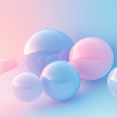 Poster - Simplicity in bubble texture wallpaper, soft gradients, pastel hues, smooth round bubbles, minimal design with calming aesthetic
