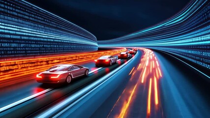 Poster - High-Speed Digital Highway: Autonomous Vehicles in a Futuristic Data Stream