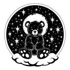 Wall Mural - png surreal aesthetic teddy bear logo sticker stencil symbol.