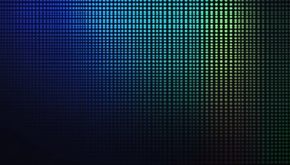 Poster - Abstract digital mosaic background featuring a gradient of blue and green colors and a grid of pixelated shapes creating a textured pattern
