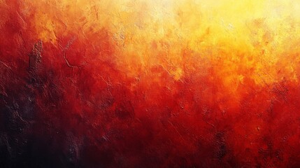 Poster - an abstract painting featuring a blend of warm colors, transitioning from deep reds to bright yellow