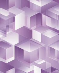 Poster - Abstract geometric composition of overlapping purple cubes and boxes creating a 3D effect. Varying tones create depth and shadow play