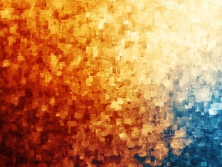 Poster - Abstract geometric pattern in warm colors and cool blue tones creating a gradient effect with pixelated textures for background