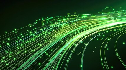 Aufkleber - Abstract Green Digital Flow:  Data Stream Visualization