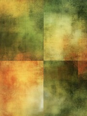 Poster - Abstract patchwork background with textured effect featuring green yellow and orange hues creating a visually interesting pattern