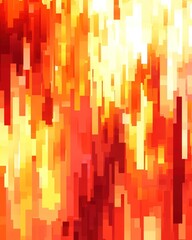 Poster - Abstract vertical rectangular composition in fiery tones blending red orange and yellow creating a sense of energy and dynamism