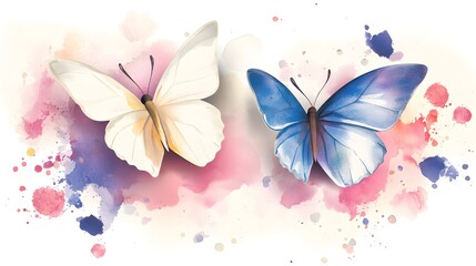 Poster - A stunning geometric butterfly with vibrant watercolor elements featuring a spectrum of bright colors and intricate angular patterns that beautifully blend nature with modern design