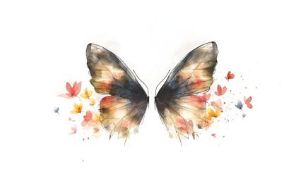 Fototapete - A futuristic and elegant geometric butterfly bold and structured wing patterns infused with soft watercolor elements creating a captivating contrast between precision and fluidity