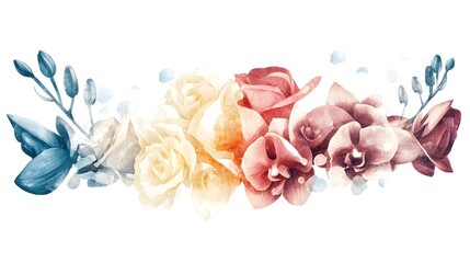 Poster - A whimsical and charming floral composition showcasing an exquisite bouquet of delicate orchids and roses