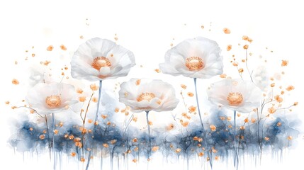 Poster - A dreamlike floral watercolor artwork depicting glowing X ray inspired flowers with intricate veins and soft vibrant hues standing out against a bold black and white contrast  The ethereal