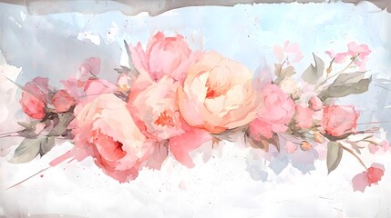 Aufkleber - A captivating and watercolor floral arrangement featuring elegantly painted peonies in a mix of warm and cool hues with intricate details bringing their lush petals to life