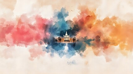 Poster - A bold and expressive abstract grunge painting showcasing rich watercolor textures rough paper effects and fluid brushwork creating a dynamic and visually captivating piece of digital artwork