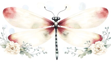 Aufkleber - A visually stunning dragonfly composition featuring bold and vibrant colors intricate details and gracefully extended wings set against a serene and minimalist background