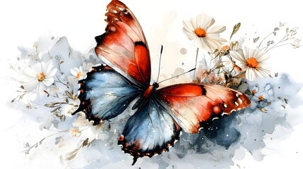 Aufkleber - Dreamlike Watercolor Inspired Purple Butterfly with Intricate Swirling Patterns on its Wings Set Against a Soft Magical Background Evoking a Sense of Elegance and Natural Wonder