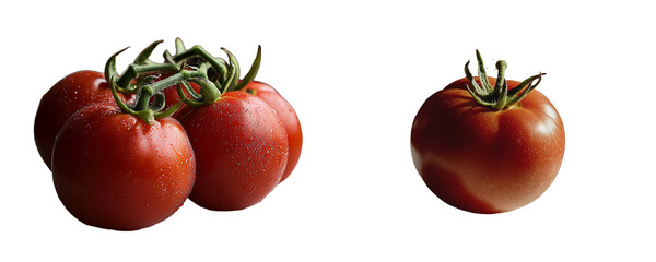 Aufkleber - On a white background, one fresh tomato is prominently displayed, characterized by its red color and ripe condition