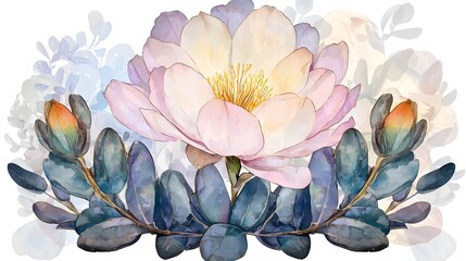 Leinwandbilder - A dreamy floral watercolor painting where soft pink and bold orange petals merge beautifully with splashes capturing the delicate essence of nature s elegance