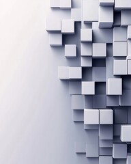 Poster - Abstract 3D Cube Pattern On White Background With Shades Of Gray Displaying Geometric Shapes And Depth