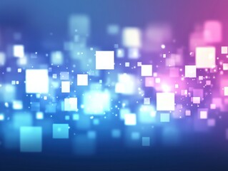 Poster - Abstract Background With Blue Purple Colors Illuminated Squares Bokeh And Dynamic Light Effect