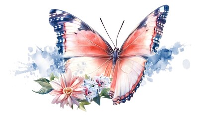 Leinwandbilder - A mesmerizing digital showcasing the intricate textures and vibrant hues of a captivating pink butterfly designed on a transparent background for seamless into projects