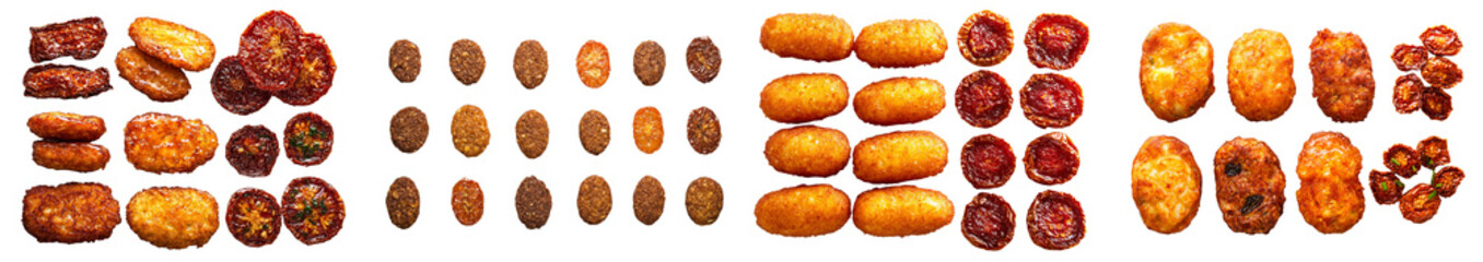 Poster - Isolated on a white background, a pile of spicy peanuts is seen from the top