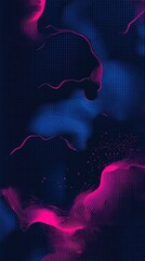 Poster - Abstract Digital Artwork With Dynamic Pink And Blue Dot Pattern On Dark Background