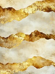 Poster - abstract golden mountains.