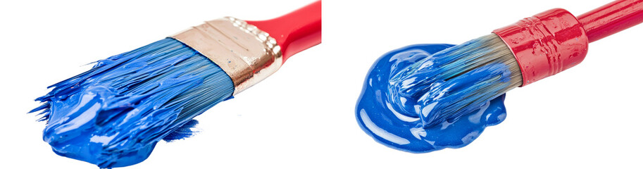 Poster - A white background isolates a paintbrush that has spilled its paint