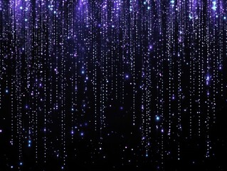 Poster - Abstract Digital Illustration Of Shimmering Purple And Blue Particles Creating A Sparkling Curtain Effect On Black Background