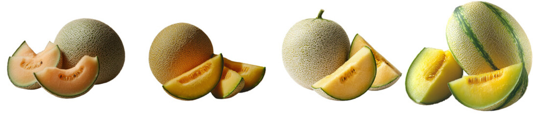 Aufkleber - A cantaloupe melon, fresh and alone, stands out against a white background
