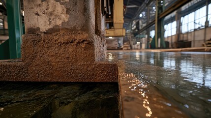 Poster - Heavy-duty industrial press shaping metal sheets under intense pressure.