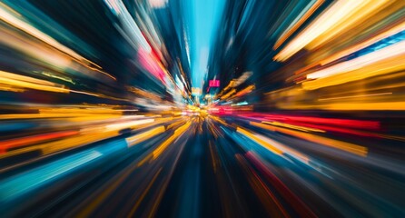 Wall Mural - abstract light trails depict dynamic city movement and energy at night.