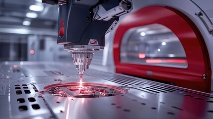 Poster - Precision laser cutting machine shaping sheet metal with high accuracy.