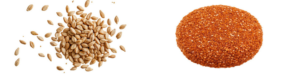 Aufkleber - A white background is used to isolate organic integral sesame seeds in this image