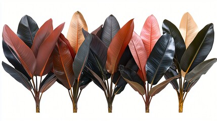 Wall Mural - Colorful tropical leaves isolated, design element