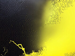 Poster - Abstract Geometric Composition With Yellow And Black Colors And Pixelated Patterns Representing Energy