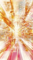 Poster - Abstract Geometric Digital Art With Golden And Red Hues And Perspective Lines Creating A Dynamic And Futuristic Composition