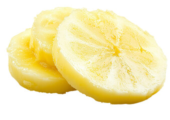 Poster - Isolated on a white background is a block of cheese with its slices