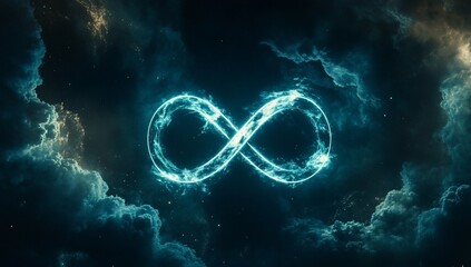 Wall Mural - glowing infinity symbol in cosmic clouds.