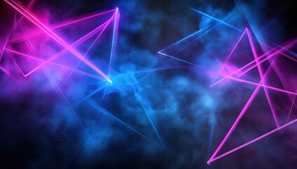 Aufkleber - Vibrant neon light rays create dynamic abstract patterns against a dark background, evoking a sense of energy and modernity in visual design.