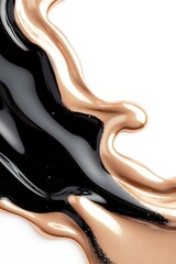 Poster - This artwork depicts an abstract fluid metallic ink splash with shimmering glossy reflections. The design showcases a captivating interplay of colors against a white backdrop, emphasizing motion